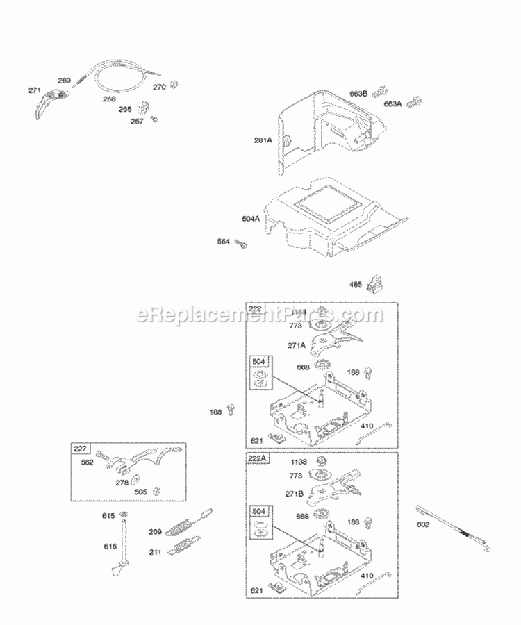 Controls Governor Spring Diagram and Parts List for 21C337-0110-E1  Briggs and Stratton Engine